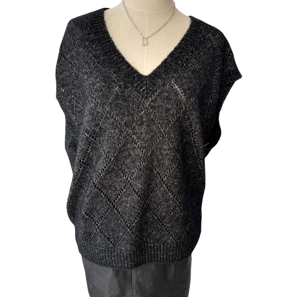 Billy Reid Wool Yak Blend Sweater Vest Large Argyle Dark Academia Luxury - Picture 2 of 11